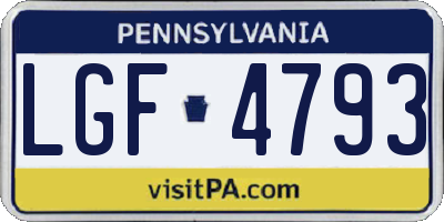 PA license plate LGF4793