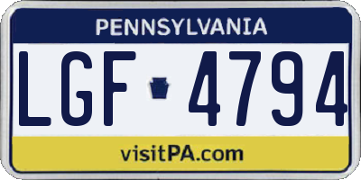 PA license plate LGF4794