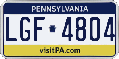 PA license plate LGF4804