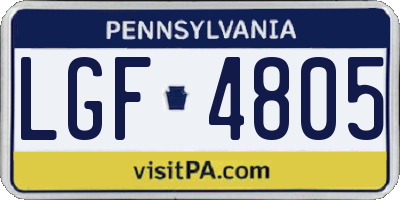 PA license plate LGF4805