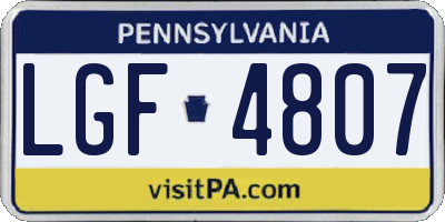 PA license plate LGF4807