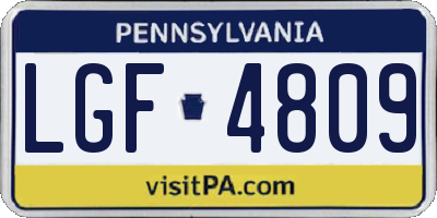 PA license plate LGF4809