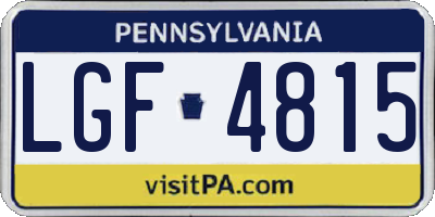 PA license plate LGF4815