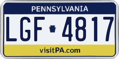 PA license plate LGF4817