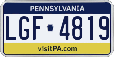 PA license plate LGF4819