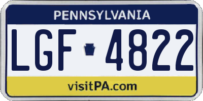 PA license plate LGF4822