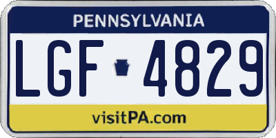 PA license plate LGF4829