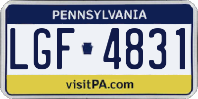 PA license plate LGF4831