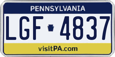 PA license plate LGF4837