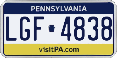 PA license plate LGF4838