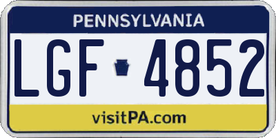 PA license plate LGF4852