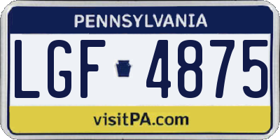 PA license plate LGF4875