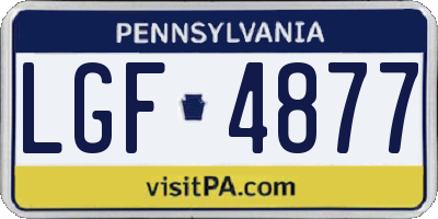 PA license plate LGF4877