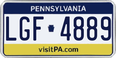 PA license plate LGF4889
