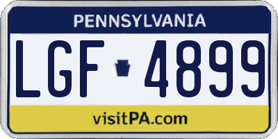PA license plate LGF4899