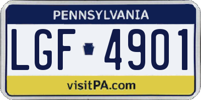 PA license plate LGF4901
