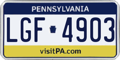 PA license plate LGF4903