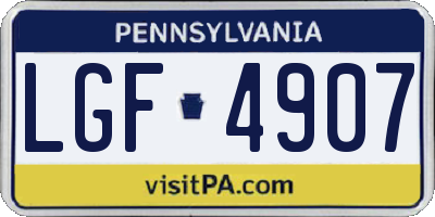 PA license plate LGF4907