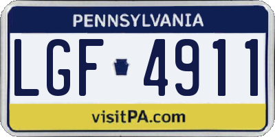 PA license plate LGF4911