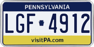 PA license plate LGF4912