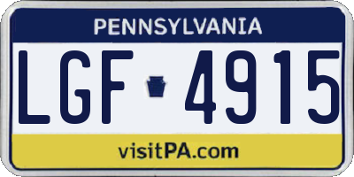 PA license plate LGF4915