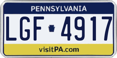 PA license plate LGF4917