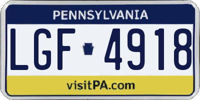 PA license plate LGF4918