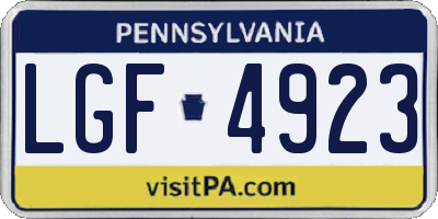 PA license plate LGF4923