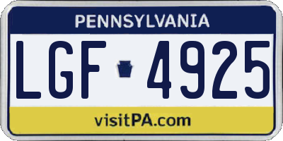 PA license plate LGF4925