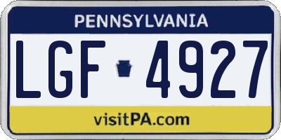 PA license plate LGF4927