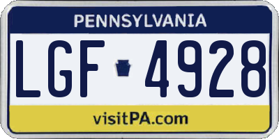 PA license plate LGF4928