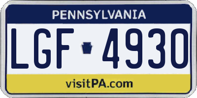 PA license plate LGF4930