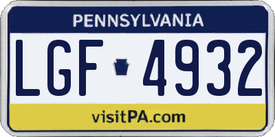 PA license plate LGF4932