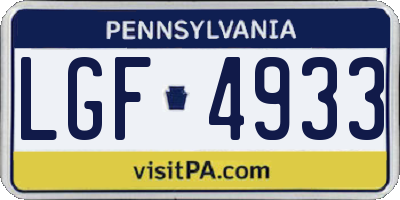 PA license plate LGF4933