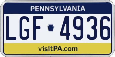 PA license plate LGF4936