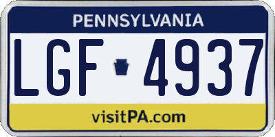 PA license plate LGF4937