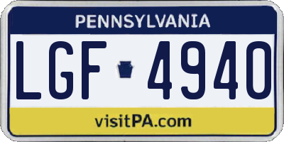 PA license plate LGF4940