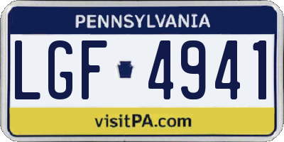PA license plate LGF4941