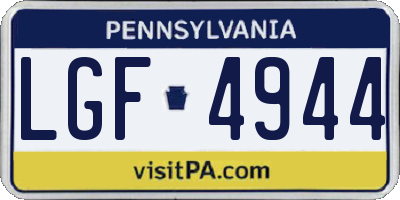 PA license plate LGF4944