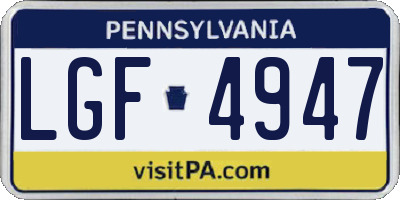 PA license plate LGF4947