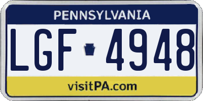 PA license plate LGF4948