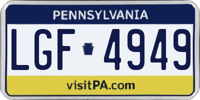 PA license plate LGF4949