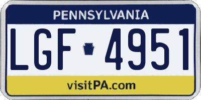 PA license plate LGF4951