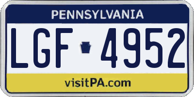 PA license plate LGF4952
