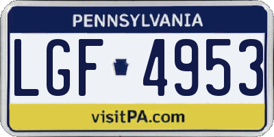 PA license plate LGF4953