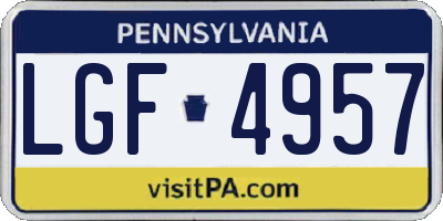PA license plate LGF4957