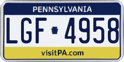 PA license plate LGF4958