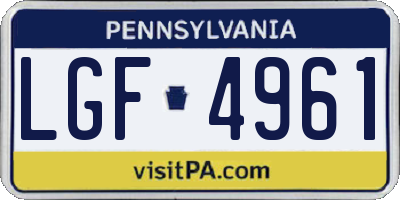 PA license plate LGF4961