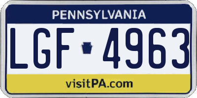 PA license plate LGF4963