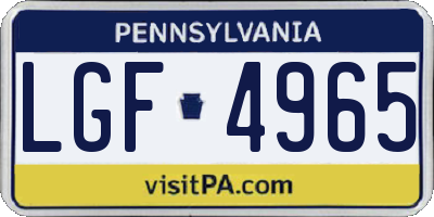 PA license plate LGF4965